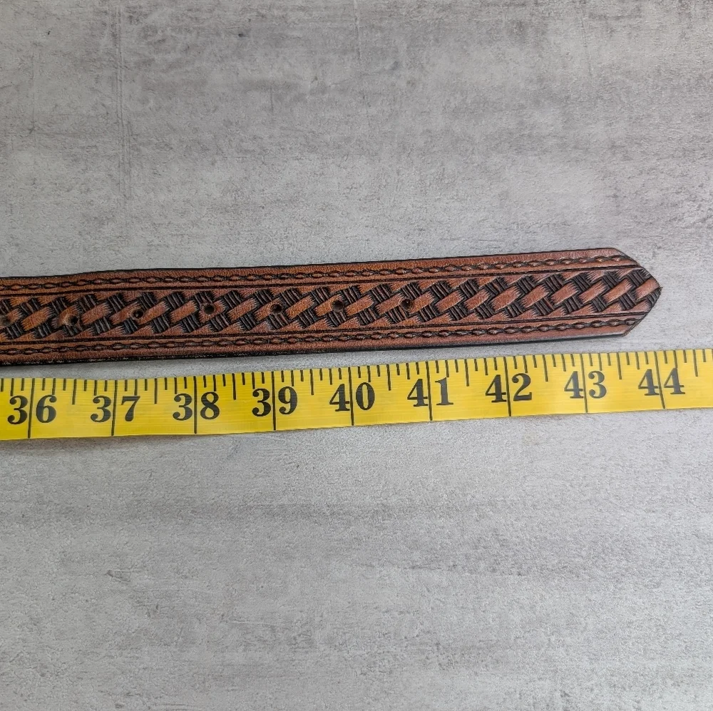 C.L. Embossed Genuine Leather Brown Belt Mens size 54